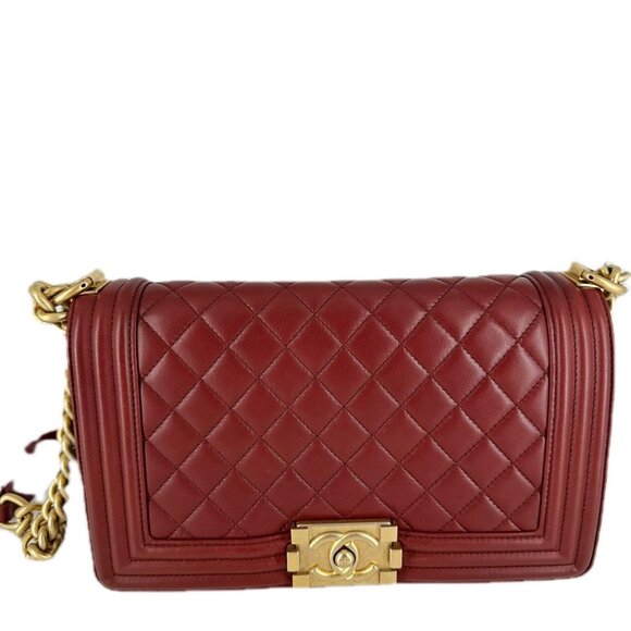 Chanel Quilted Lambskin Medium Boy Red - Picture 1 of 8